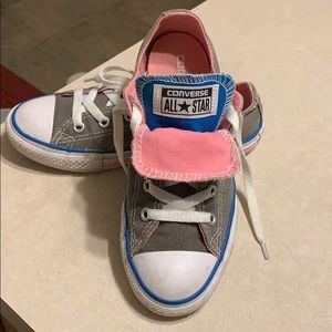 Excellent Cond Gray Converse with Pink/Teal Tongue